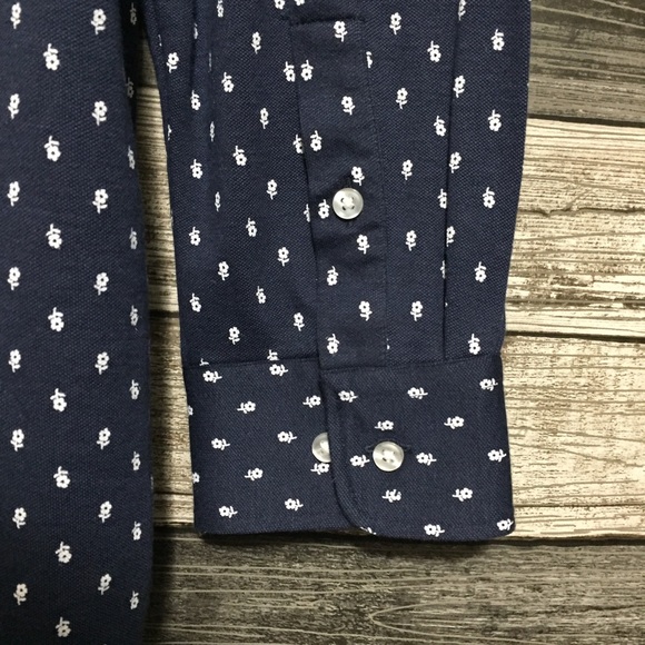 Bar III Slim Fit Stretch Floral Button Up Shirt Men’s L Blue White - Picture 8 of 9